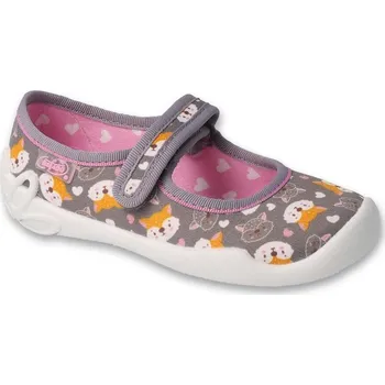 Dívčí obuv Balerínky bačkůrky papučky Befado 114X532 šedé s liškami a měkčenou stélkou velikost: 27