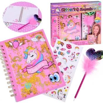 Zápisník Jednorožčí kouzelný tajný deník s barevnými samolepkami