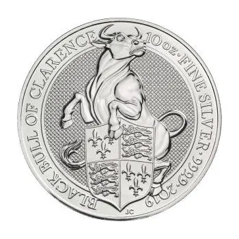 10 uncí stříbrná mince Queens Beasts Black Bull 2019