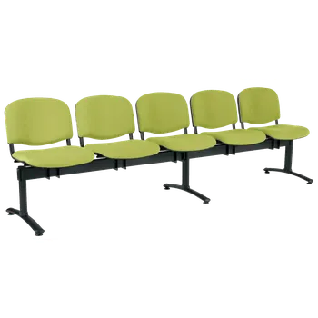 CL - 25, čalouněná lavice do čekárny, 5-sedák, koženka AN - 079 citrónově zelená, kostra černá