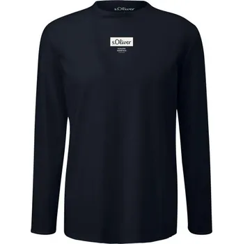 Pánské oblečení Pánské tričko s dlouhým rukávem s.Oliver RL T-SHIRT M Tmavě modrá, Bílá