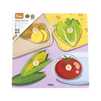 Dřevěná hračka Viga dřevěné puzzle s knoflíky zelenina
