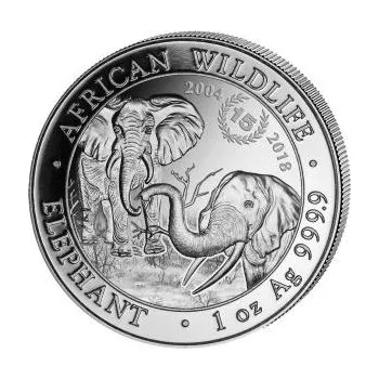 1 unce stříbrná mince Somálsko slon 2018 - 15 Jahre Jubiläum