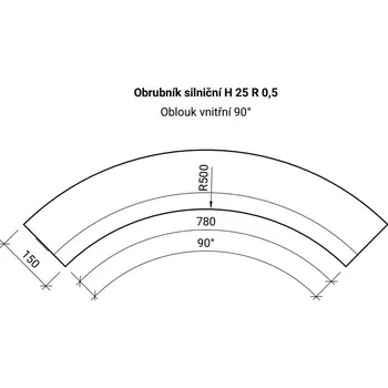 Zahradní obrubník CS-BETON Obrubník H OBLOUK R0,5 vnitřní šedý 15 ks