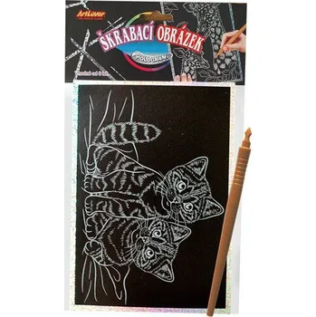Škrabací obrázek holografický 20x15 cm koťata