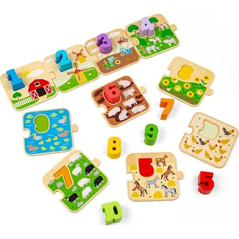 Puzzle Bigjigs Toys Puzzle s obrázky a čísly