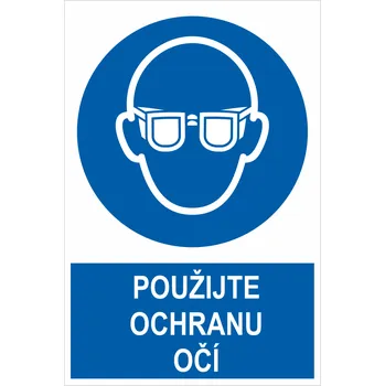 Značení POUŽIJTE OCHRANU OČÍ ISO 7010 samolepící vinylová fólie 200x150 mm