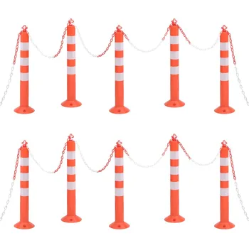 Dopravní značení Dopravní sloupky, 10 ks, s řetězem, 75 cm, PE