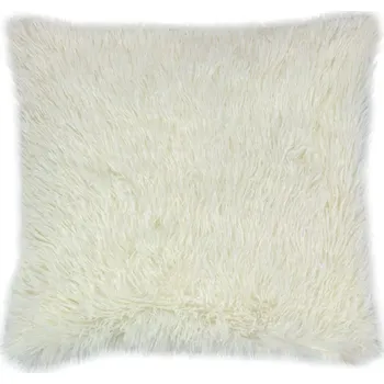 Dekorativní polštářek LUXUSNÍ POLŠTÁŘEK S DLOUHÝM CHLUPEM 40x40 cm - KRÉMOVÝ