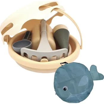 Hračka na písek COMPACTOYS Skládací sada na písek 7v1 béžová + obal