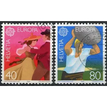 Poštovní známka (1981) MiNr. 1197 - 1198 - O - Švýcarsko - Europa 1981, Lidové kroje
