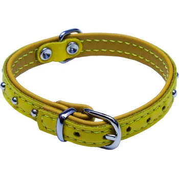 Obojek pro psa PROFIZOO Obojek DENYS kůže zdobený (14 mm x 37 cm) žlutá