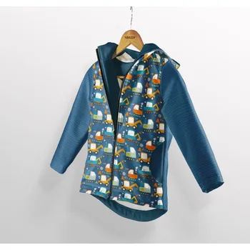 Panel se střihem na softshell bundu bagr modrý 122