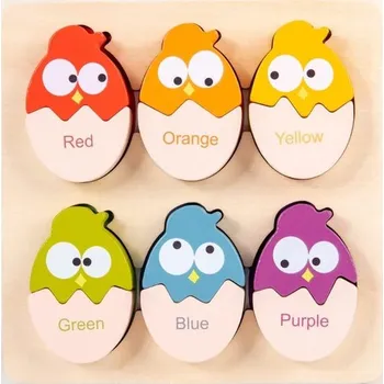 Hrací kostka Dětská dřevěná senzorická hračka - Kuřátka