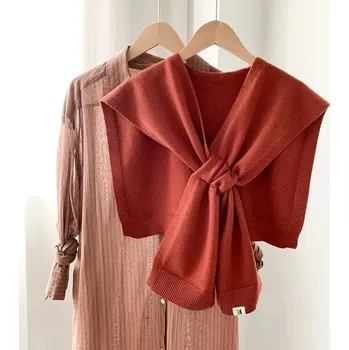 Šála Dámská pletená šála na zimu | módní teplý šál - Víno