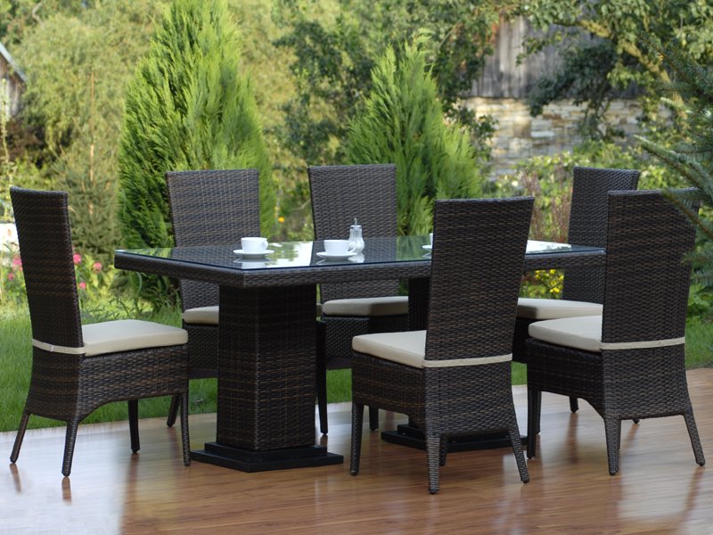 Ratanová souprava Maxim - Souprava MAXIM ( 6x židle s polstry + stůl s bezpečnostním sklem síly 8 mm )