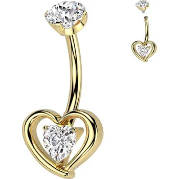 Piercing Zlacený piercing do pupíku srdíčko - TITAN