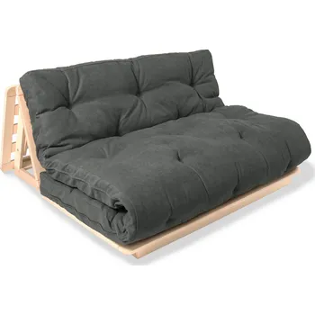 Pohovka Rozkládací futonová pohovka LAYTI 02 140 cm z masivu/šedá