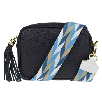 Kabelka NovaKabelka.cz Kožená italská crossbody kabelka Bala Blu Scura s přídavným popruhem