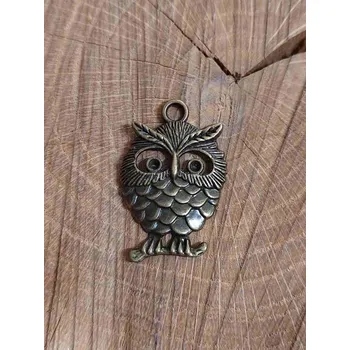 Přívěsek sova větší barva staromosaz