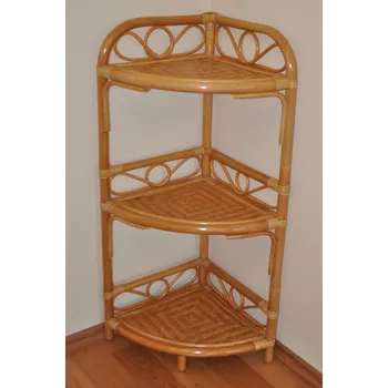 regál Ratanový regál rohový 3 patra - ratanový regál rohový 3 patra