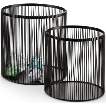 Svícen Philippi NOBO HURRICANE Designový úložný koš set 2 ks Ø 30 cm ocel