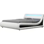 Manželská postel MANILA NEW s RGB LED osvětlením, 163x200 cm - bílá/černá - doprava zdarma - SLEVA 3% s kodem radost25