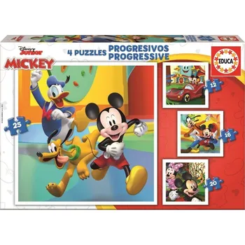 Puzzle Puzzle Mickey a přátelé 4v1 (12,16,20,25 dílků)