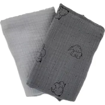 Dětské mušelínové pleny sada šedá se slony | RTex