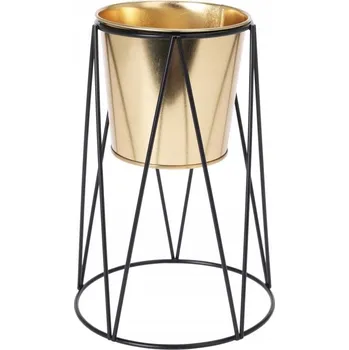 Květináč kov černý, žlutý Home Styling Collection 16 cm x 16 x 22 cm