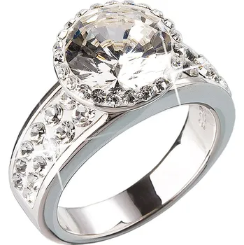 Prsten Evolution Group s.r.o. Stříbrný prsten s krystaly bílý 35809.1 Velikost: 58 (průměr 18,5 mm)