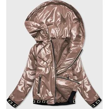 Dámská bunda Krátká béžová dámská bunda s kapucí (B9787-12) odstíny béžové XXL (44)