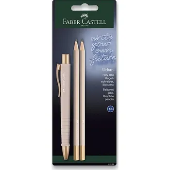 Kuličkové pero Faber-Castell Poly Ball Urban Gold - sada, 3 ks, pale rose