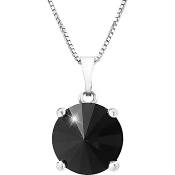 Módní doplněk JSB bijoux s.r.o. Stříbrný náhrdelník s přívěskem samostatné rivoli Swarovski Jet (Stříbro 925/1000)