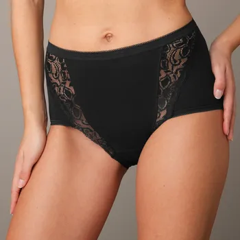 Kalhotky Sada 3 kalhotek super maxi z pružné bavlny s krajkou černá 46/48