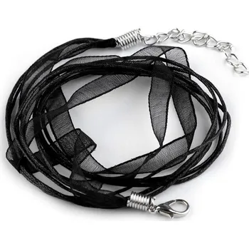 Materiál na výrobu šperku Víceřadá šňůrka s karabinkou délka 46 cm - 6 černá