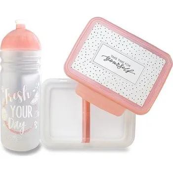 Svačinový box Set Zdravá lahev 0,7 l a Zdravá sváča - Fresh růžová