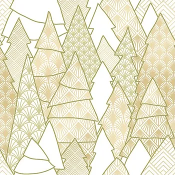 Papírový ubrousek Vánoční ubrousky Zlaté stromky 3-vrtsvé 3500035