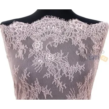 Metráž - Krajka RŮŽOVÁ franc LZ.93000177- látka na svatební a společenské šaty - Bílá, 150 cm