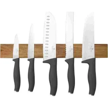 Kuchyňský nůž Sada nožů Berlingerhaus s magnetickým držákem z akátového dřeva 6 ks Antracite Collection