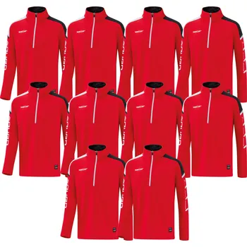 Saller SQUAD50 10 x Tréninková mikina BARVA: 170 červená-černá-bílá, Velikost: XXXL Set 10 ks pro týmový trénink – funkční mikina se zipem a sportovním designem
