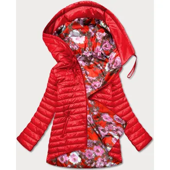 Červená oboustranná dámská květovaná bunda (PC-6105-16) odstíny červené S (36)