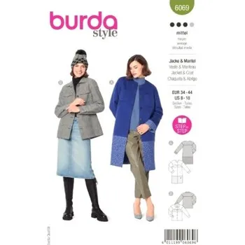 Volný čas Střih na dámský kabát a kabátek Burda 6069 -