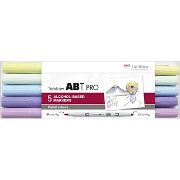 Tombow Oboustranný lihový fix ABT PRO - Pastel colors 5 ks