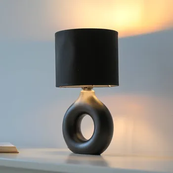 Lampička JUST LIGHT. GmbH JUST LIGHT. Stolní lampa Carara, keramický podstavec, černá barva 1 x 25 W