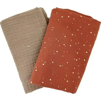 Dětské mušelínové pleny sada terakota se zlatými tečkami