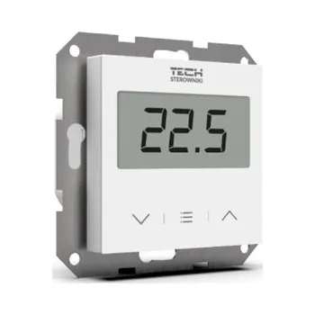 Termostat Tech-Controllers SINUM EU-F-8z-WH Bezdrátový pokojový termostat s vestavěným čidlem vlhkosti do rámečku 55mm, napájený 230V (bílý) WG.11.0634