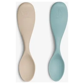 Příbor Citron Silikonové lžičky - krátké, 2ks - Pastel Turquoise/ Beige
