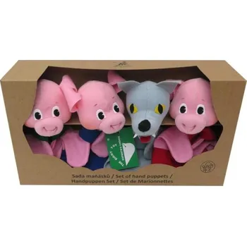 maňásek Moravská Ústředna Brno Tři prasátka a vlk 18,5 cm 4 ks