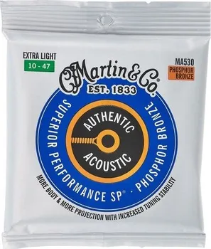 Struna pro kytaru a smyčcový nástroj Martin Guitars Authentic Acoustic SP 530 Guitar Strings Phospor Broznze Extra Light 10-47